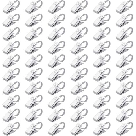 [JAMAIS UTILISÉ]Pinces Rideaux Clips en Acier Inoxydable Crochets Rideau pour Anneaux Rideau Douche Partie Lumineuse Maison Décoration 60 Pièces (1/5)