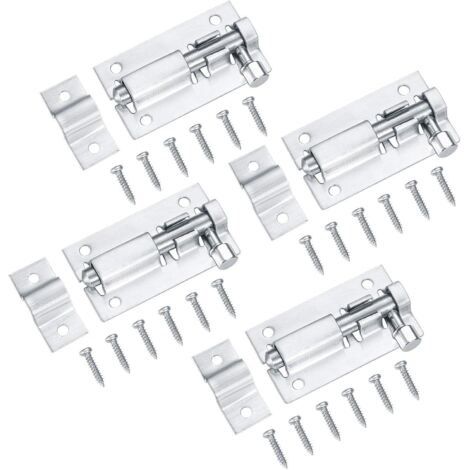[JAMAIS UTILISÉ]4 Pcs Verrou de Porte, Loquet Porte Coulissante, Serrure Porte Coulissante, Serrure de Porte, Boulons de Verrouillage de Porte, Targette en Acier Inoxydable pour Chambre Toilettes - 2  (1/4)