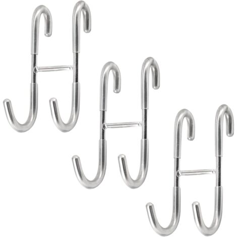 [JAMAIS UTILISÉ]ee Lot de 3 crochets en forme de S en acier inoxydable 304 pour porte en verre, porte-serviette double face, avec couche de protection en caoutchouc