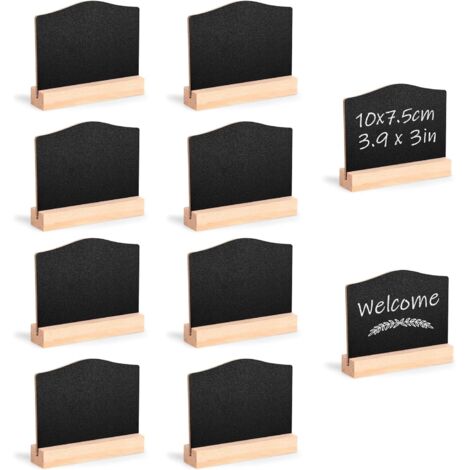 Mini Tableaux Noir Mini Panneaux d'Affichage avec Chevalets en Bois Petit Ardoise Craie pour Buffet Mariage Boulangerie Étiquette Alimentaire 10 Pièces