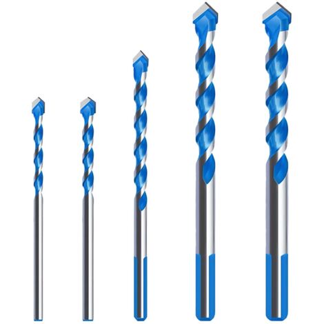 [JAMAIS UTILISÉ]5 Pièces Ensemble de Tête de Forage Triangulaire, Ø3 mm/4 mm/6 mm/8 mm/10 mm, pour Carrelage en Marbre Céramique Bois mur Béton Verre Perceuse (1/5)