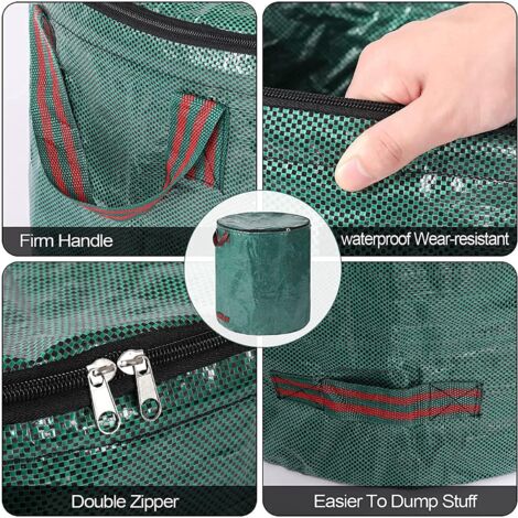 Sacs à Déchets De Jardin 272L - Lot De 2 Sacs Réutilisables Herbe Et Feuilles Polypropylène
