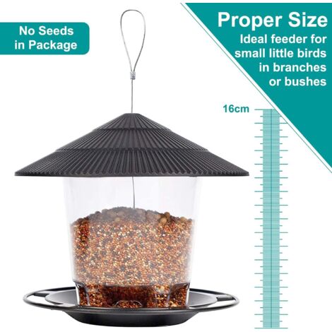Mangeoire à Oiseaux Extérieure En Métal 35 Cm - Distributeur De Graines Vert - Pour Moineaux Et Pinsons