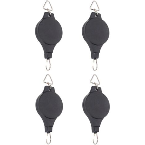 4 Pack Plant Hook Pulley, Retractable Plant Hanger Easy Reach Hanging Flower Basket for Garden Baskets Pots and Birds Feeder Hang High up and Pull Down to Water Or Feed