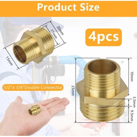 Tuwonwa 2 PCS Mamelon Double G1/2" (ø20 Mm) Laiton Mâle,Mamelon Laiton