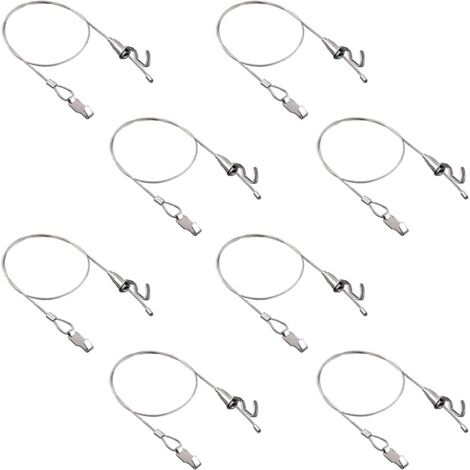 [JAMAIS UTILISÉ]Kit de Suspension de Tableau avec Crochets, 8 pièces Réglable en Acier Inoxydable Cintre Câble Métallique Robuste Kit D'Affichage D'Image D'Art Professionnel (1M, Petit Crochet) (1/5)