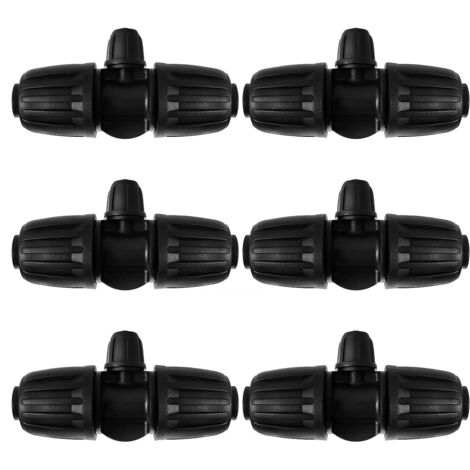 6Pcs Barbed Tee Pipe Connector 3-Way Irrigation Hose Connector for Tube 13/16mm to 4/7mm, 3-Way Drip Irrigation Connector for Garden, Lawn (1/5)