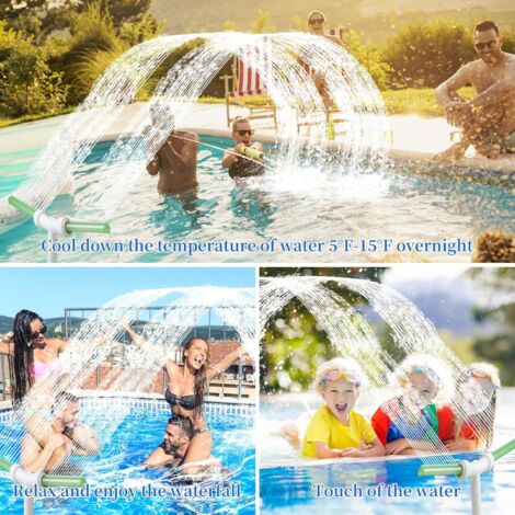 Fontaine Piscine Cascade Exterieur avec Deux TêTes De Fontaine Accessoires Piscine Hors Sol avec Adaptateur Fontaine D'Arrosage De Piscine Ajustement à 360 Convient Piscines Et Jardins (Fluorescent