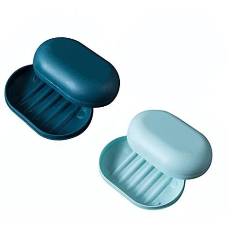 Lot de 2 porte-savon de voyage avec couvercle - Étanche - Pour douche, voyage, randonnée, salle de bain, école, salle de sport (1/5)