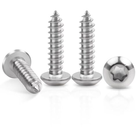 [JAMAIS UTILISÉ]Lot de 50 Vis à Tôle M5 x 20 mm en Acier Inoxydable A2 V2A - Vis à Bois à Tête Bombée Plate, Filetage Complet, Autotaraudeuses, Argenté (1/5)