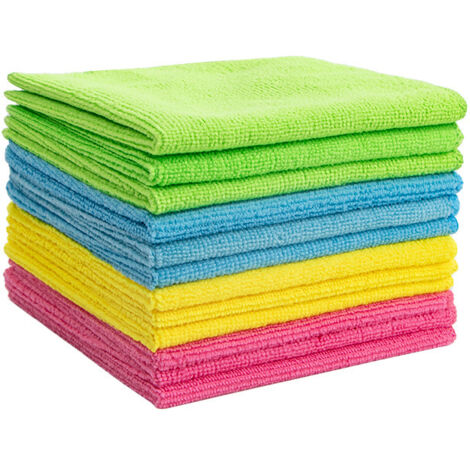 12 Chiffons de Nettoyage en Microfibre, Torchons Lavette Microfibre Ménage Plus Doux, Plus Absorbants, Non Pelucheux, pour Maison, Cuisine, Voiture, Cenêtres e Vitre 30 x 30cm