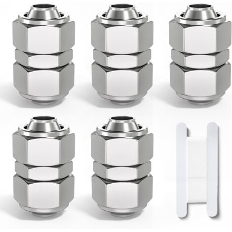 5 Pcs 4mm Straight Push pour connecter Le raccord pneumatique de Tube d’écrou de Verrouillage,2 Voies Nickel plaqué Adaptateur Rapide de Ligne d’air KPU4 (1/4)