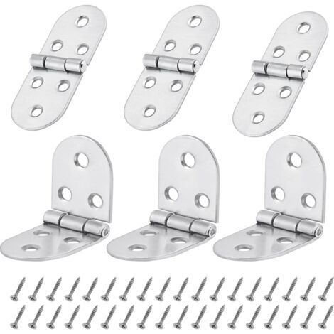 6Pcs 270 Degrés Charnières de Table Pliantes, Plat Porte Cabinet pliable Charnières, Métal Round Edge Machine à Coudre Table Pliante Meubles Flip Plateau Charnière (1/4)