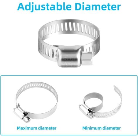 Lot de 36 colliers de serrage réglables en acier inoxydable - Pour tuyau à gaz, tuyau d'eau, réservoir, automobile (6 à 51 mm