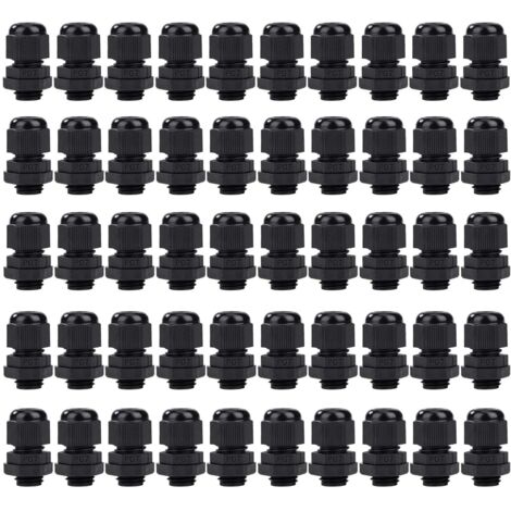 [JAMAIS UTILISÉ]Presse-Étoupes en Nylon Glandes de Câbles Étanches Réglables PG7 Connecteur de Câble pour la Maison Jardin Éclairage d'extérieur Câble 3,5～6,5mm Noir 50PCS