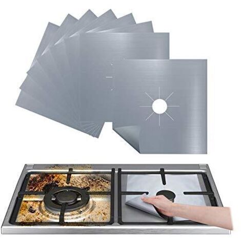 Protection de Gazinière, Lot de 4 Protection Cuisinière à Brûleurs Gaz, en Fibre Réutilisable Facile à Nettoyer et à Couper (1/3)