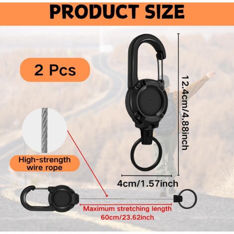 Lot De 2 Porte-clés Rétractables Avec Cordon Pour Badge D Etiquette Nominative Et Clip Pour Carte~p144696520