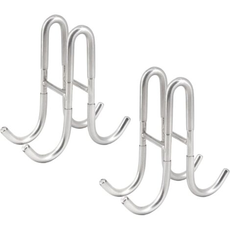 Lot de 2 crochets double face en acier inoxydable 304 pour porte de douche en verre avec couche de protection en caoutchouc Argenté (1/5)