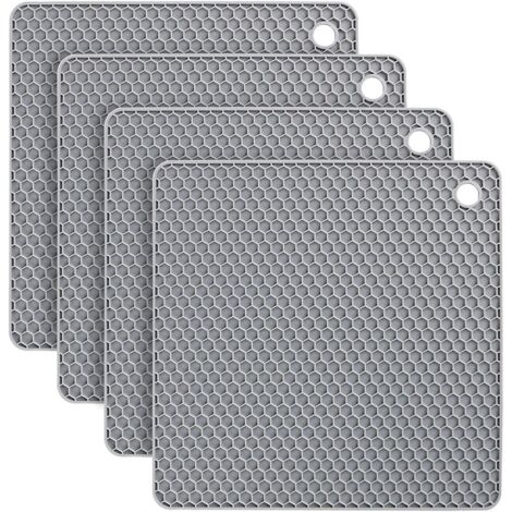 [JAMAIS UTILISÉ]Dessous de Plat Silicone, 4PCS Anti-dérapant Anti-Chaleur 250 °C Multifonction Repose-cuillère Dessous de Verre de Cuisine Tapis de Table pour Cuisine et Salle à Manger