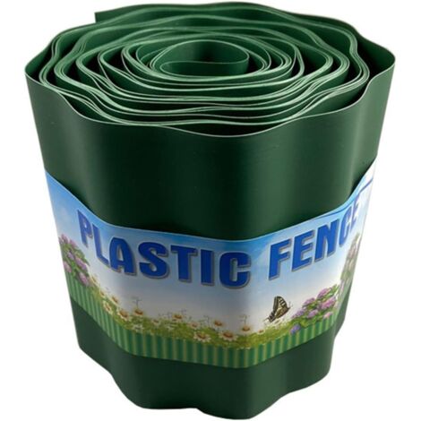 [JAMAIS UTILISÉ]Bordure en plastique souple vert de 9 mètres de 10 cm, 15 cm, 20 cm de haut, bordure de pelouse pour séparer la pelouse et les parterres de fleurs (20 cm x 9 m) (1/5)