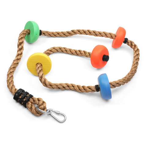 Corde d'Escalade 2 m Avec Marchepieds - Balançoire Suspendue - Corde Ninja - Accessoires (1/4)