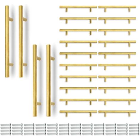 Lot 15 Poignées De Tiroir Dorées – 128 Mm, Acier Inoxydable, Finition Polie, Modernes