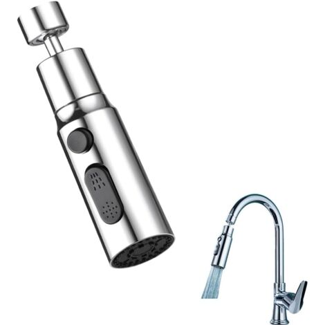 Kitchen Faucet Spray Head, 3 Modes Breeze Jet Nozzle Tap with Aerator Shower Head Kitchen Sink 360 Degree Kitchen Mixer Tap with Shower Head for Bathroom Sink Tap (Silver) (1/5)