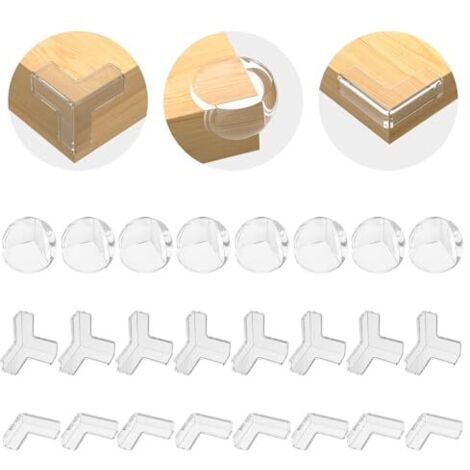 Protection Coin de Table Bébé, 24 PCS, 3 Formes Transparent, Protection Angle Meuble, Sécurité Enfant (1/5)