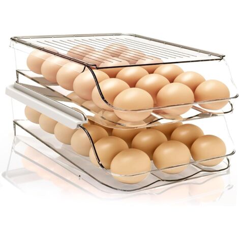 [JAMAIS UTILISÉ]2 Niveaux Porte-Oeuf Roulant, 36 Grilles Conteneur de Stockage D'Œufs de Grande Capacité Support à Œufs Roulant Automatique Boîtes à Œufs en Plastique Transparent avec Couvercle et Poi (1/5)