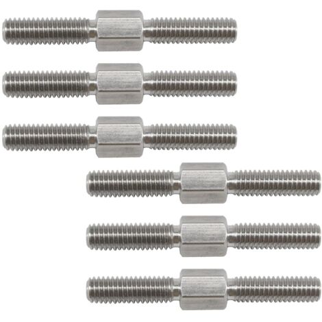 Lot de 6 goujons hexagonaux à double extrémité M6 x 50 mm avec filetage à droite et à gauche en acier inoxydable 304 de longueur égale