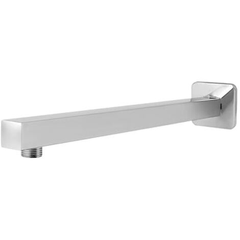 Bras de douche mural en acier inoxydable de 40 cm, finition chromée polie, connexion universelle de 1/2", pour pommeau de douche à effet pluie de salle de bain (1/5)