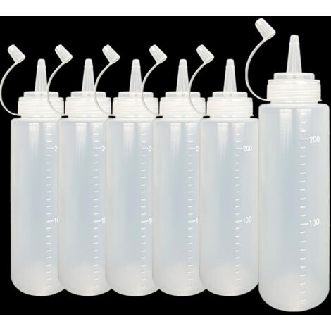 [JAMAIS UTILISÉ]6 x Salad Sauce Bottles Plastic Sauce Bottle 240 ml, Squeeze Bottle 8 oz Ideal for Salad Salad Sauce Salad Sauce Seasonings Ketchup, Mustard, Mayo (1/5)