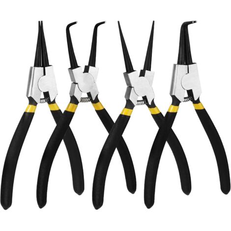 [JAMAIS UTILISÉ]Pinces à Circlips Interne et Extérieurs Pinces à Mâchoires Droites/Courbées Acier au Carbone Longueur 7 Pouce Taille de la Pointe 1,8 mm 4 Pièces