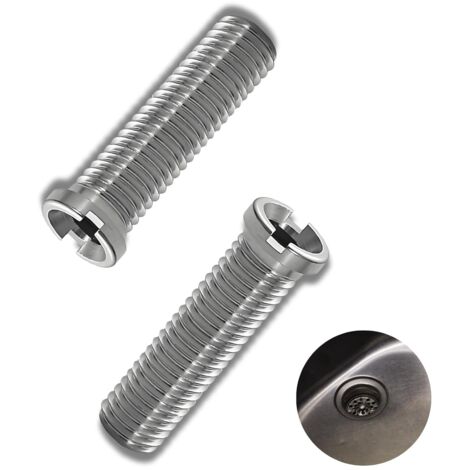 [JAMAIS UTILISÉ]Lot de 2 vis creuses en acier inoxydable pour évier, M12 x 45 mm, convient pour valves à tamis, systèmes de vidange, éviers et lavabos – Accessoires pour éviers de cuisine et de salle  (1/5)