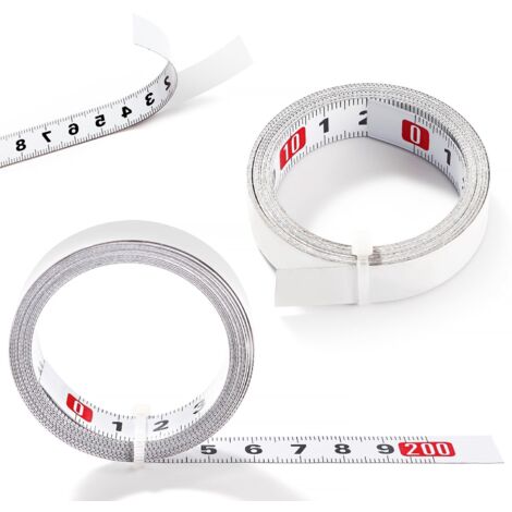 2 Pcs Self Adhesive Tape Measure 2m Metric Steel Tape Measure Left to Right for Workbenches and Machines, White (1/5)