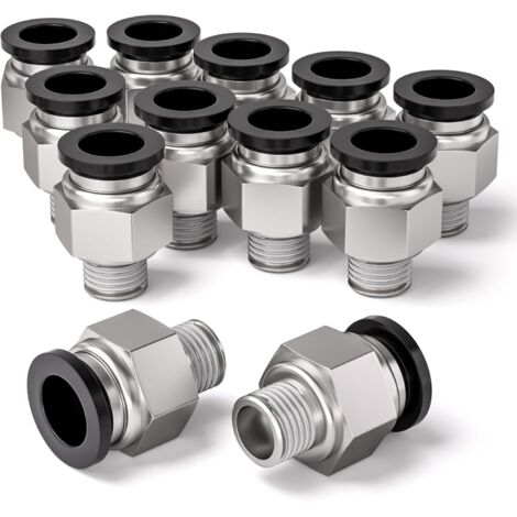 [JAMAIS UTILISÉ]12 PCS 6 mm od x 1/8" male thread BSP Direct Push - in Air Connection, pc6-01 adaptateur de ligne d'air à libération rapide (1/4)