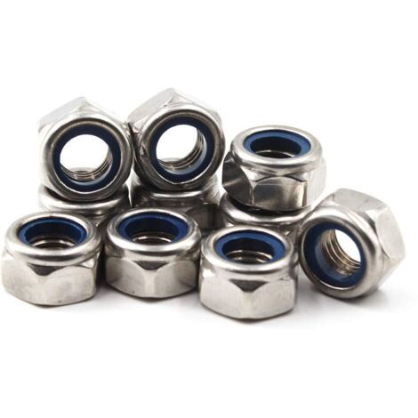 [JAMAIS UTILISÉ]M14 métrique hexagonale Écrou de verrouillage en nylon Insert 304 en acier inoxydable (10 Pièces) (1/4)
