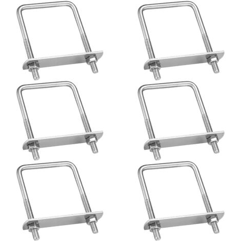 [JAMAIS UTILISÉ]6 Pièces Acier Inoxydable Boulons En U, M8 U-Bolts, Boulon Carré en U Avec Écrous et Plaque De Cadre, Boulons de Serrage Fixation, pour Fixation Tuyaus(100x50mm)