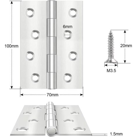 Lot De 4 Charnières De Porte 100 X 75 Mm – Acier Allié Noir, Montage Facile