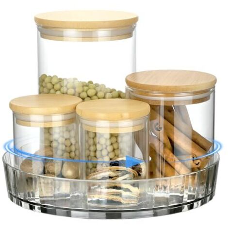Organisateur plateau tournant, Φ 22 cm support àépices rotatif, organisateur rotatif transparent, pour cuisine, salle de bain, réfrigérateur, placard (1/5)