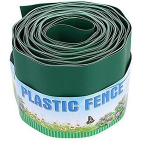 [JAMAIS UTILISÉ]Bordure en plastique souple vert de 9 mètres de 10 cm, 15 cm, 20 cm de haut, bordure de pelouse pour séparer la pelouse et les parterres de fleurs (10 cm x 9 m) (1/5)