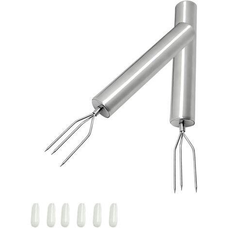 [JAMAIS UTILISÉ]Lot de 2 fourctes à pommes de terre en acier inoxydable - Outil de barbecue portable - Fourcte à maïs - Support pour légumes et grillades - Réutilisable (1/5)