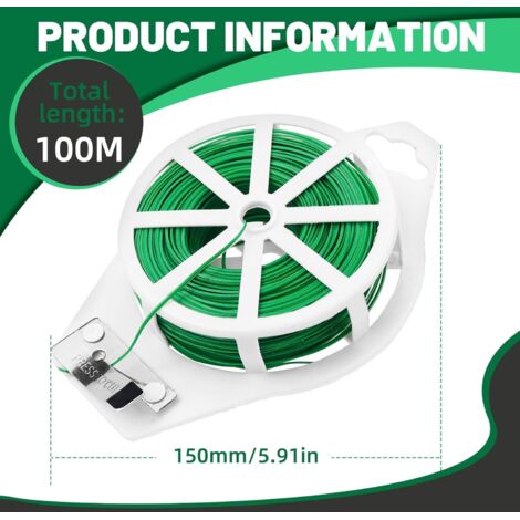 Fil De Jardin Vert 2 Pièces - 2,5 Mm X 20 M Attaches Souples Pour Arbustes, Fleurs Et Vignes
