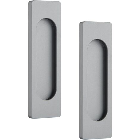 Sliding Door Handle Oval Self-Adhesive Aluminium Alloy Sliding Door Handle Flush Door Handle No Hole Punch for Sliding Doors, Window Cabinets (Matte Grey, 100mm) 2 Pack (1/5)