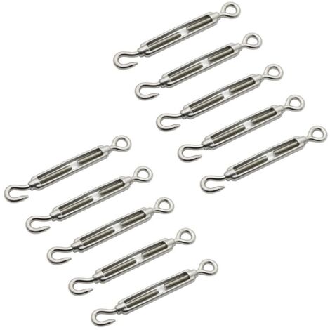 Lot de 10 tendeurs à crochet et œillet en acier inoxydable M5 304 (1/5)