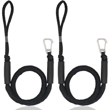 [JAMAIS UTILISÉ]Corde d'amarrage, Accessoires Bateau Dock, Double Corde de Dock Tressée, Corde de Dock avec Crochet Corde d'amarrage pour Bateaux, Kayak, Jet Ski, Ponton, Canoë(Noir) (1/5)