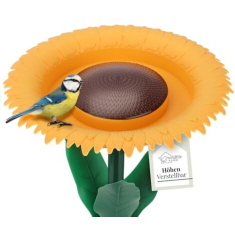 wildlife home Fleur à boire et à nourrir, bain d'oiseaux debout pour oiseaux sauvages 60 cm I Distributeur de nourriture pour oiseaux dans le jardin (1/5)