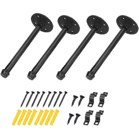 Lot de 4 Equerre Etagere Industrielle Support d'étagère Mural 20cm Supports Plateaux Rétro en Métal avec Vis Tablette Mural Crochets de Suspension pour Déco Salon Cuisine Salle De Bain Bibliothèque (1/4)