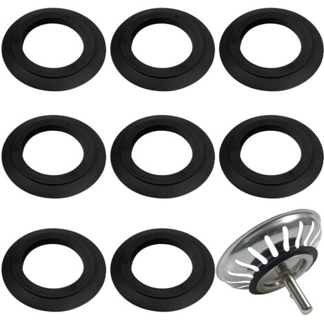 8 Pcs Kitchen Sink Gasket, Elastomer Seal for Filter Baskets, Outer Diameter 54 mm, Inner Diameter 32 mm, Sink Accessories, Replacement Seal for Kitchen Sink Filter (Black) (1/5)