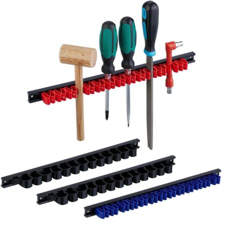 Porte-Outils 4 pièces, Barre à Outils Murale, Doubles Pinces, pour Tournevis, Plastique, Choix de Couleur (1/5)
